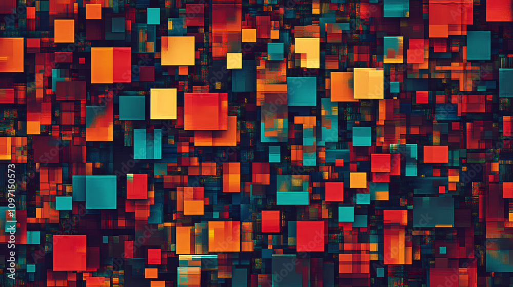 Aufkleber Abstract geometric background forming a colorful pixelated pattern with a 3d effect, ideal for technology and modern design projects