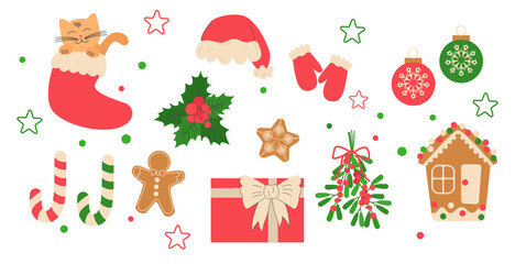 Christmas decorative banner.  Ideal for seasonal projects, greeting cards and holiday decor. Color vector illustration, banner on a white background