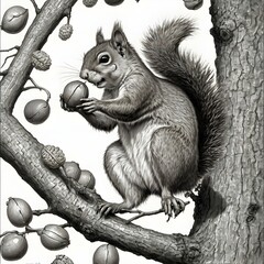 Squirrel Eating on Tree
