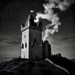 Dragon and Castle at Night