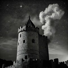 Dragon and Castle at Night