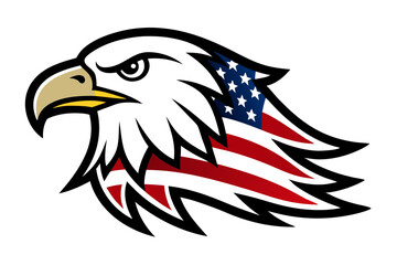 4th of July Patriotic Eagle with USA Flag - Vector Illustration