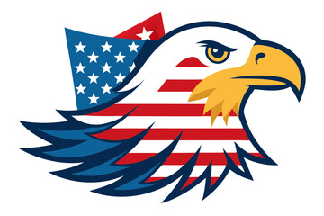 4th of July Patriotic Eagle with USA Flag - Vector Illustration