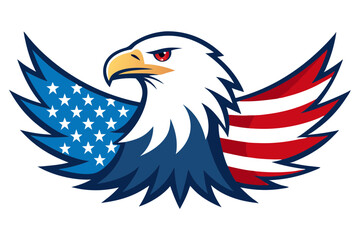 4th of July Patriotic Eagle with USA Flag - Vector Illustration