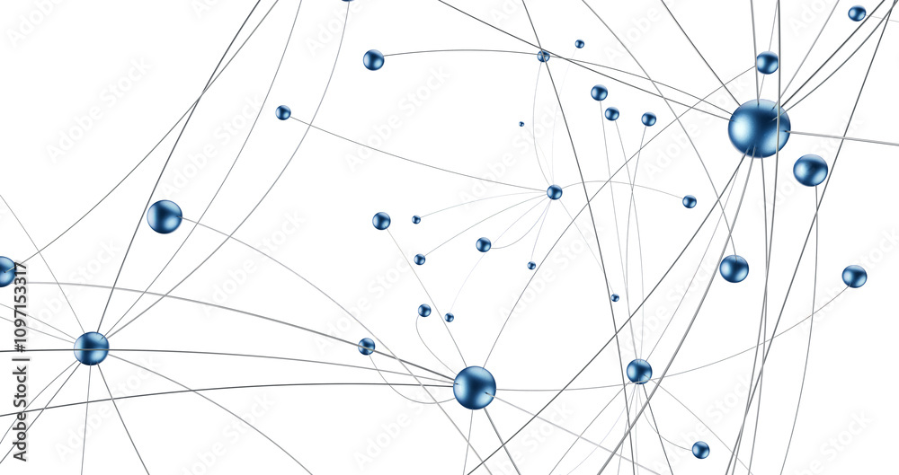Poster Abstract polygonal space with connecting dots and lines. Dark background. Connection structure. 3d Widescreen