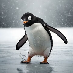 Penguin Walking on Ice