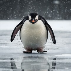 Penguin Walking on Ice