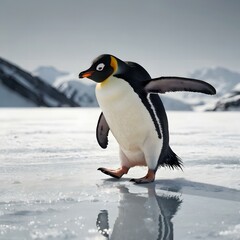 Penguin Walking on Ice