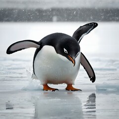Penguin Walking on Ice