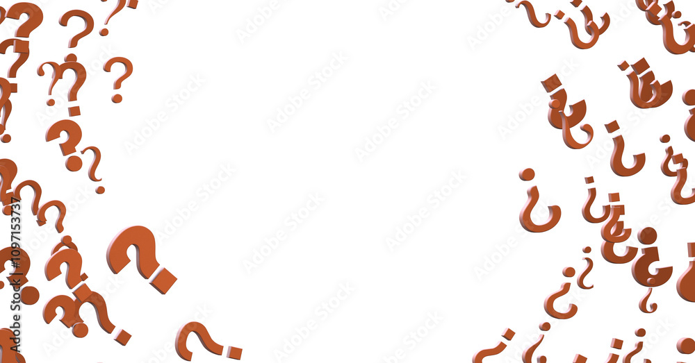 Aufkleber question marks background. 3D Rendering.