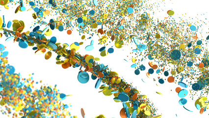 Abstract background with colorful confetti and a blurred blue gradient. Perfect for celebrations, parties, and events.