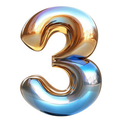Shiny metallic number three in vibrant colors for celebration