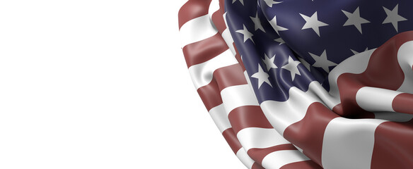 Waving American Flag Isolated on White