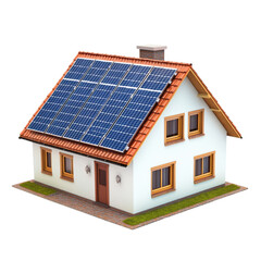 Energy efficient house features solar panels on the roof