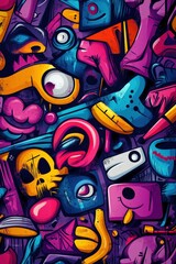 Fototapeta premium Vibrant abstract illustration with playful colorful designs