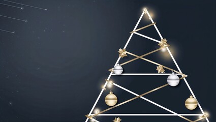 Modern Minimalist Christmas Tree with Geometric Shapes and Metallic Accents