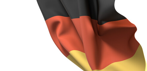 A dramatic close up of the German flag flowing in the wind