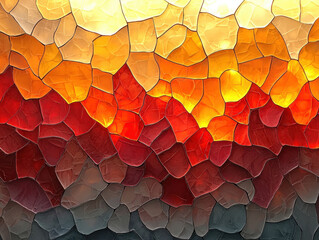 Radiant mosaic inspired by nature, blending fiery reds and warm yellows into a seamless glowing pattern.