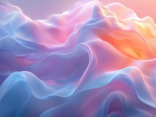 Obraz premium Abstract waves of soft pastel colors creating a serene, flowing landscape.