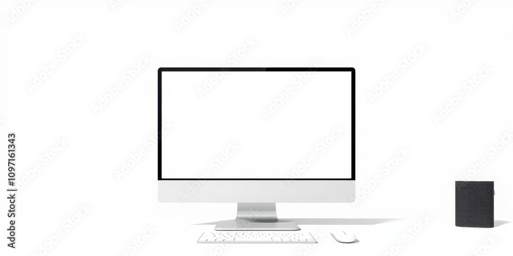 Fototapete desktop vector mockup with blank screen for showcasing website or app design, app, copy space, deskt