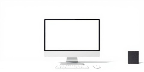 Fototapeta premium Desktop vector mockup with blank screen for showcasing website or app design, app, copy space, desktop