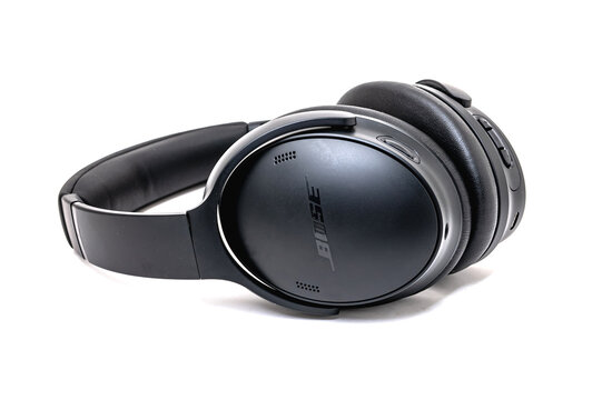 Bose Wireless headphones with active noise canceling isolated on white background.