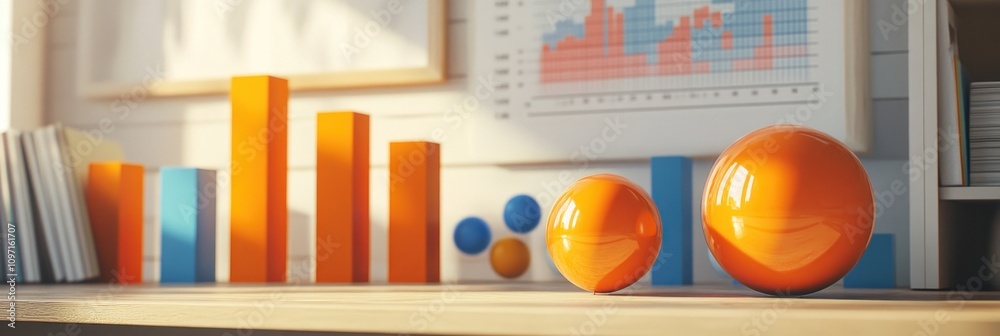 Aufkleber A workspace featuring colorful graphs and geometric shapes, emphasizing data analysis.