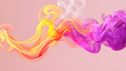 Whimsical rainbow smoke trails forming fluid shapes and fading to clear