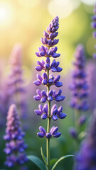Obraz premium Lush purple lavender field in natural light