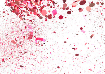 Pink confetti falling on black background