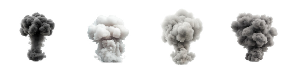 Fototapeta premium Smoke clouds, white isolated background transparent background
