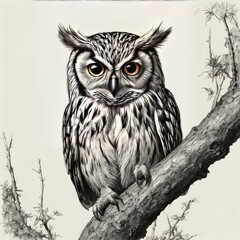 Majestic Owl on Branch
