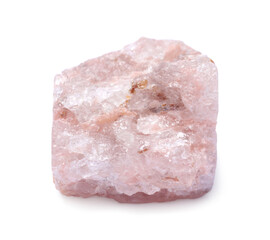 Beautiful rose quartz crystal isolated on white. Natural gemstone