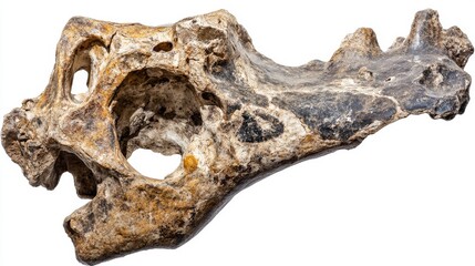 Fossilized bone fragment showcasing unique textures and shapes