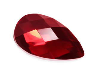 One red shiny gemstone isolated on white