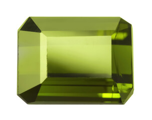 One green shiny gemstone isolated on white