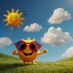 Happy Sun with Sunglasses