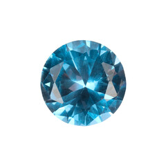 Fototapeta premium One shiny light blue gemstone isolated on white, top view