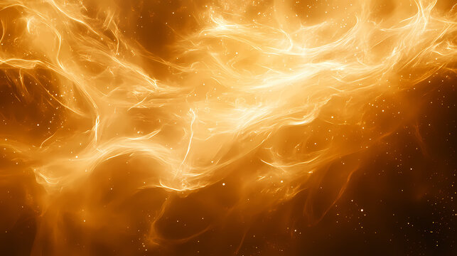 Dynamic cosmic firestorm: surreal space swirls with electric energy and stars. Electric Firestorm Clouds. Illustration