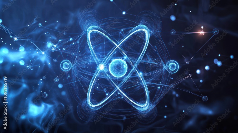Leinwandbilder a glowing atomic structure symbolizing science and technology.