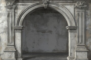 Antique concrete archway, a grand entryway ideal for architectural themes.