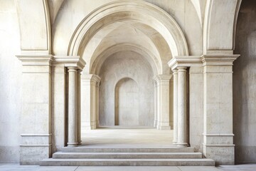 Fototapeta premium Antique concrete archway, a grand entryway ideal for architectural themes.