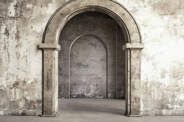 Antique concrete archway, a grand entryway ideal for architectural themes.