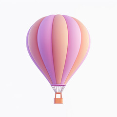 Obraz premium Pink and orange hot air balloon floating on white background