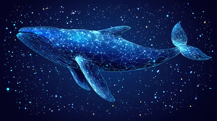 Fototapeta premium polygonal blue whale