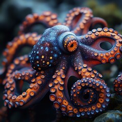 Obraz premium A vibrant octopus showcasing intricate textures and colors in its underwater habitat.