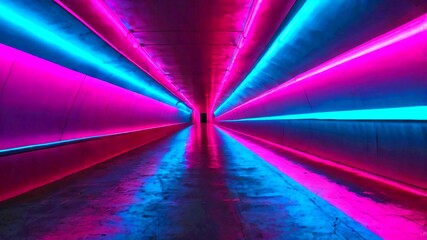  AI GENERATE background, glowing neon tunnel with gradient lights transitioning from electric blue...