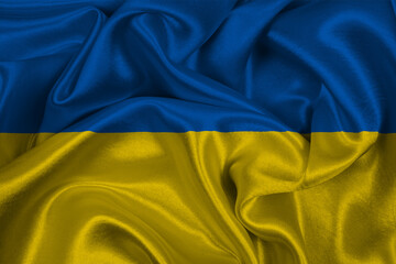 Waving colorful national flag of ukraine. Macro shot. Free ukraine. August 24 Ukraine independence day.