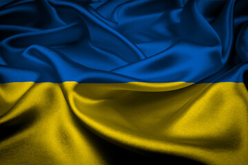 Waving colorful national flag of ukraine. Macro shot. Free ukraine. August 24 Ukraine independence day.