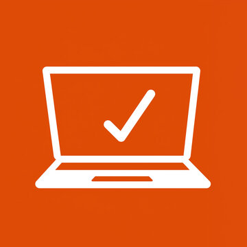  logo of a laptop against vibrant orange background